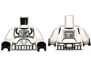 Torso SW Armor Clone Pilot (Clone Wars) with Blue Controls on Front Panel Pattern / White Arms / Black Hands