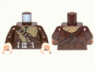 Torso LotR Coat with Fur Lining, Shoulder Strap and Double Silver Belt Pattern / Dark Brown Arms / Light Nougat Hands