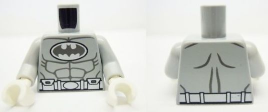 Torso Batman Logo in White Oval with Muscles and White Belt on Front and Back Pattern / Light Bluish Gray Arms / White Hands
