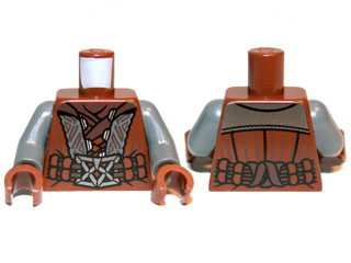 Torso LotR Vest with Silverwork, Large Double Belt and Buckle Pattern / Dark Bluish Gray Arms / Reddish Brown Hands