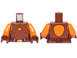 Torso SW Ahsoka Vest Top with Dark Red Belt Pattern / Orange Arms / Reddish Brown Hands
