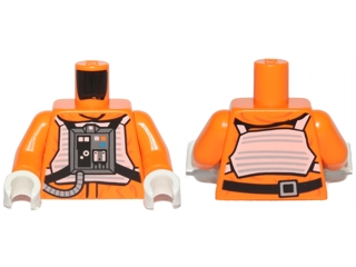 Torso SW Rebel Pilot with Black Belt with Buckle on Back Pattern / Orange Arms / White Hands