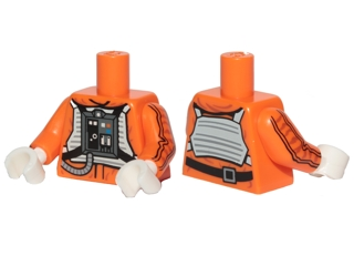 Torso SW Rebel Pilot with Black Belt with Buckle on Back Pattern / Orange Arms with Jacket Pattern / White Hands