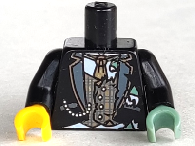 Torso Jacket and Tartan Vest, Brown Tie, Half Normal, Half Torn Pattern / Black Arms / Yellow Hand Right / Sand Green Hand Left