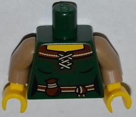 Torso Female Dress with Brown Laced Collar, Belt and Pouch Pattern / Dark Tan Arms / Yellow Hands