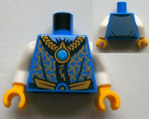 Torso Robe with Gold and Dark Blue Collar and Dark Azure Round Jewel (Chi) Pattern / White Arms / Yellow Hands