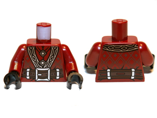 Torso LotR Coat with Diamond Buttons and Large Silver Buckle Pattern / Dark Red Arms / Black Hands