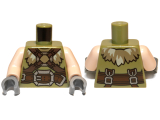 Torso LotR Vest with Fur Collar, Straps and Buckles Pattern / Light Nougat Arms / Dark Bluish Gray Hands