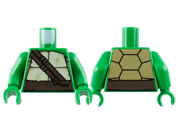 Torso Tan and Dark Tan Turtle Shell, Dark Brown Belt and Straps Pattern / Green Arms / Green Hands