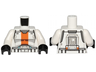 Torso SW Armor Republic Trooper with Orange Stripe Pattern / White Arms / Black Hands