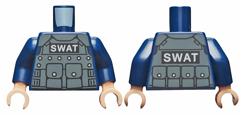 Torso Batman Body Armor with 'SWAT' Pattern / Dark Blue Arms / Light Nougat Hands