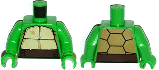Torso Tan and Dark Tan Turtle Shell, Dark Brown Belt Pattern / Bright Green Arms / Bright Green Hands