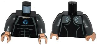 Torso Muscles Outline with Blue Circle (Arc Reactor) Pattern / Dark Bluish Gray Arms / Light Nougat Hands