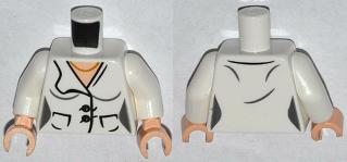 Torso Female Suit Jacket with 2 Pockets, Buttons and Gold Necklace Pattern / White Arms / Light Nougat Hands