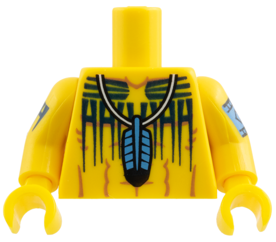 Torso Western Indians Blue Feather Pendant and Black Body Paint Pattern / Yellow Arms with Body Paint / Yellow Hands