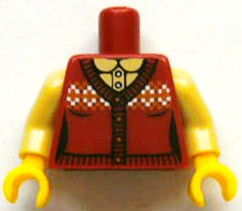 Torso Female Knit Fair Isle Sweater Vest with Buttons over Tan Shirt with Peter Pan Collar Pattern / Tan Arms / Yellow Hands