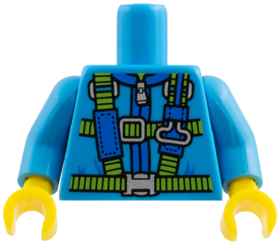 Torso Blue and Lime Parachute Harness Straps and Silver Buckles Pattern / Dark Azure Arms / Yellow Hands