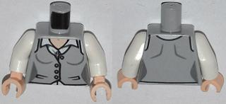 Torso Female Vest with Buttons and White Shirt Pattern / White Arms / Light Nougat Hands