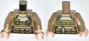 Torso Olive Green Body Armor with Radio and Pockets Pattern / Dark Tan Arms / Light Nougat Hands