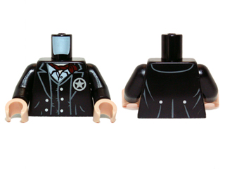 Torso Jacket and Vest with Star Badge and Dark Red Scarf Pattern / Black Arms / Light Nougat Hands