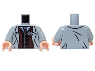 Torso Jacket with Vest, Star Badge and Dark Bluish Gray Tie Pattern / Light Bluish Gray Arms / Light Nougat Hands