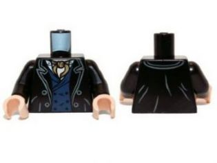 Torso Jacket with Lapels, Dark Blue Vest and Dark Tan Ascot Pattern / Black Arms / Light Nougat Hands