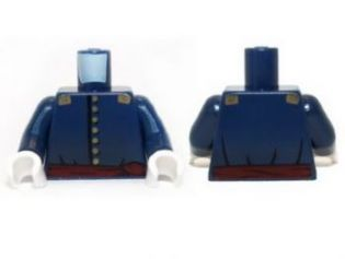 Torso Cavalry Uniform, 7 Buttons, Dark Red Sash and Gold Epaulettes Pattern / Dark Blue Arms / White Hands