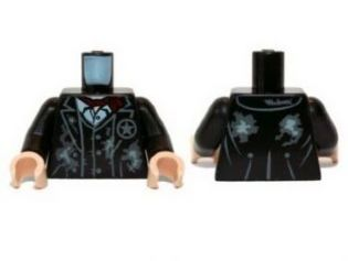 Torso Jacket and Vest with Dirt Patches, Star Badge and Dark Red Scarf Pattern / Black Arms / Light Nougat Hands