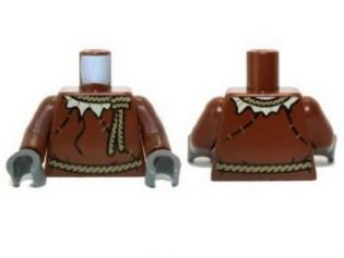 Torso Batman Tunic with Rope Belt and Collar and Large Stitches Pattern / Reddish Brown Arms / Dark Bluish Gray Hands