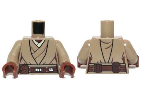 Torso SW Jedi Robe, Belt and Tan Undershirt Pattern (SW Stass Allie) / Dark Tan Arms / Reddish Brown Hands