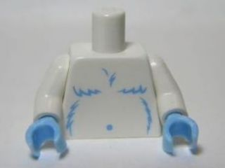 Torso Yeti with Bright Light Blue Shaggy Hair Pattern / White Arms / Bright Light Blue Hands