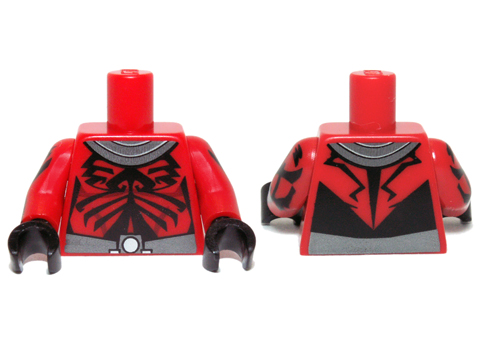 Torso SW Darth Maul Chest with Gray and Silver Collar and Belt Pattern / Printed Red Arms / Black Hands