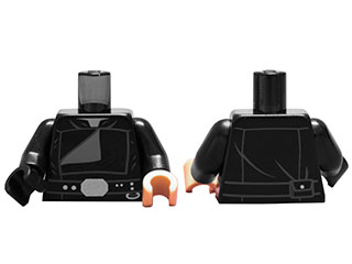 Torso SW Jedi Robe, Belt with Silver Accessories, Dark Bluish Gray Creases and Folded Front Pattern / Black Arms / Light Nougat Hand Left / Black Hand Right