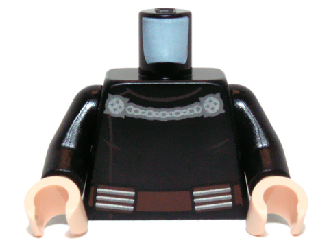 Torso SW Robe with Side Closure, Ornate Silver Clasp and Belt Pattern (Count Dooku) / Black Arms / Light Nougat Hands