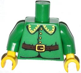 Torso Rounded Collar, 4 Gold Buttons and Brown Belt with Gold Buckle Pattern / Green Arms / Yellow Hands