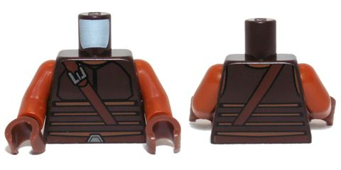 Torso SW Vest with Dark Tan Stripes and Reddish Brown Shoulder Strap Pattern / Dark Orange Arms / Reddish Brown Hands