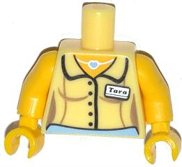 Torso Female Blouse with 'Tara' Name Tag and Heart Necklace Pattern / Yellow Arms / Yellow Hands