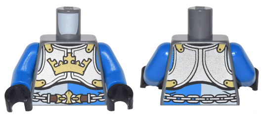 Torso Castle King's Knight Breastplate with Crown, Chain Belt Pattern / Blue Arms / Black Hands