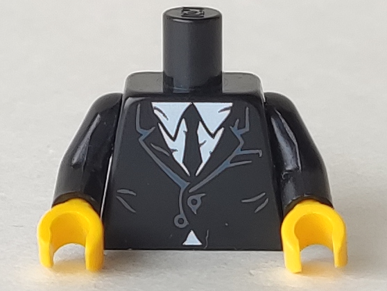 Torso Suit with White Shirt and Black Tie Pattern / Black Arms / Yellow Hands