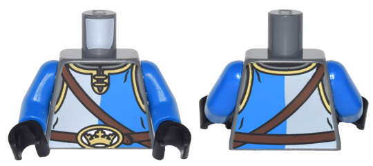 Torso Castle King's Knight Shirt, Shoulder Strap and Crown on Buckle Pattern / Blue Arms / Black Hands