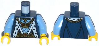 Torso Castle King Robe with Fur Trim and Gold Chain with Crown Pattern / Medium Blue Arms / Yellow Hands