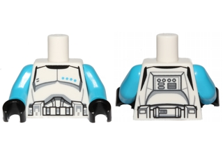 Torso SW Armor Clone Trooper Lieutenant Black Belt and Four Dark Azure Stars Pattern / Dark Azure Arms / Black Hands