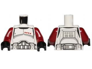 Torso SW Armor Clone Trooper Captain Black Belt and Four Dark Red Stars Pattern / Dark Red Arms / Black Hands