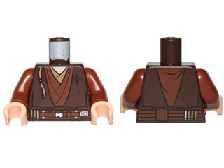 Torso SW Layered Shirt, Dark Tan Undershirt, Reddish Brown Belt and Padawan Braid Pattern / Reddish Brown Arms / Light Nougat Hands