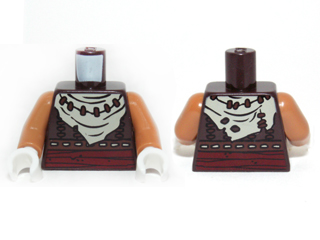 Torso Vest with Dark Red Belt, White Bandana and Brown Necklace Pattern / Medium Nougat Arms / White Hands