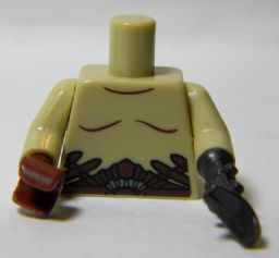 Torso LotR Bare Chest with Dark Brown Markings and Belt Straps Pattern / Reddish Brown Hand Right / Pearl Dark Gray Claw Left