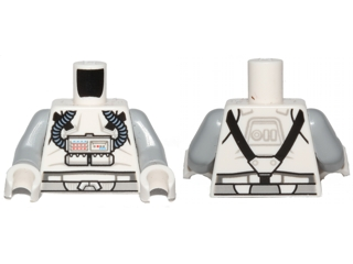 Torso SW Clone Pilot with Sand Blue Hoses, Light Bluish Gray Belt, Black Straps Pattern / Light Bluish Gray Arms / White Hands