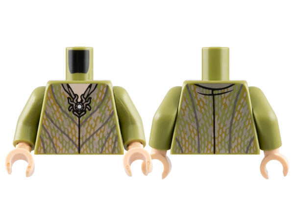 Torso Robe with Silver and Olive Green Chain Mail and Pendant Pattern / Olive Green Arms / Light Nougat Hands