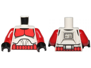Torso SW Armor Clone Trooper with Red Shock Trooper Markings Pattern / Red Arms / Black Hands