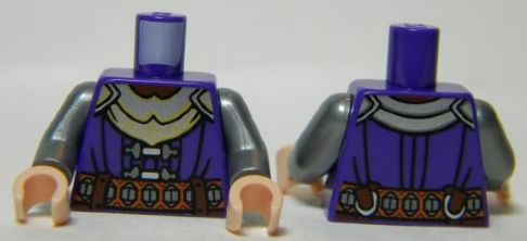 Torso LotR Armor with Silver Chest Plate, Buckles, and Belt Pattern / Flat Silver Arms / Light Nougat Hands